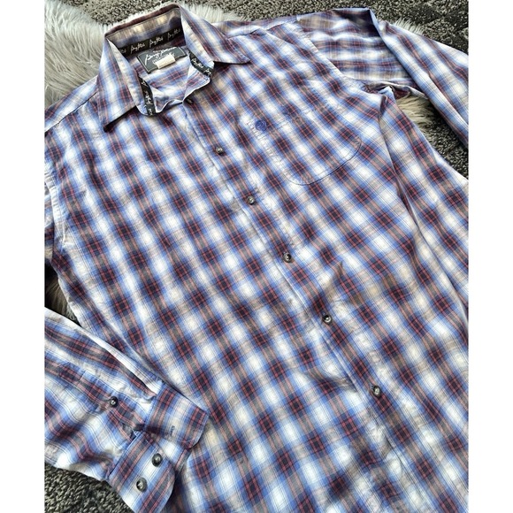 George Strait By Wrangler Collection Blue Long Sleeve Button Down Large ($64) - Picture 3 of 4
